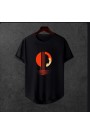  Unisex Oversize Modern Boy Pamuklu Etek Oval Siyah Baskili T-shirt